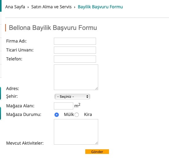 Bellona Bayilik Başvurusu